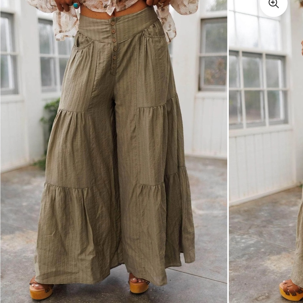 Willow Breeze Wide-Leg Pants ShopLANE201 Polagram Brand Size M Olive Pants